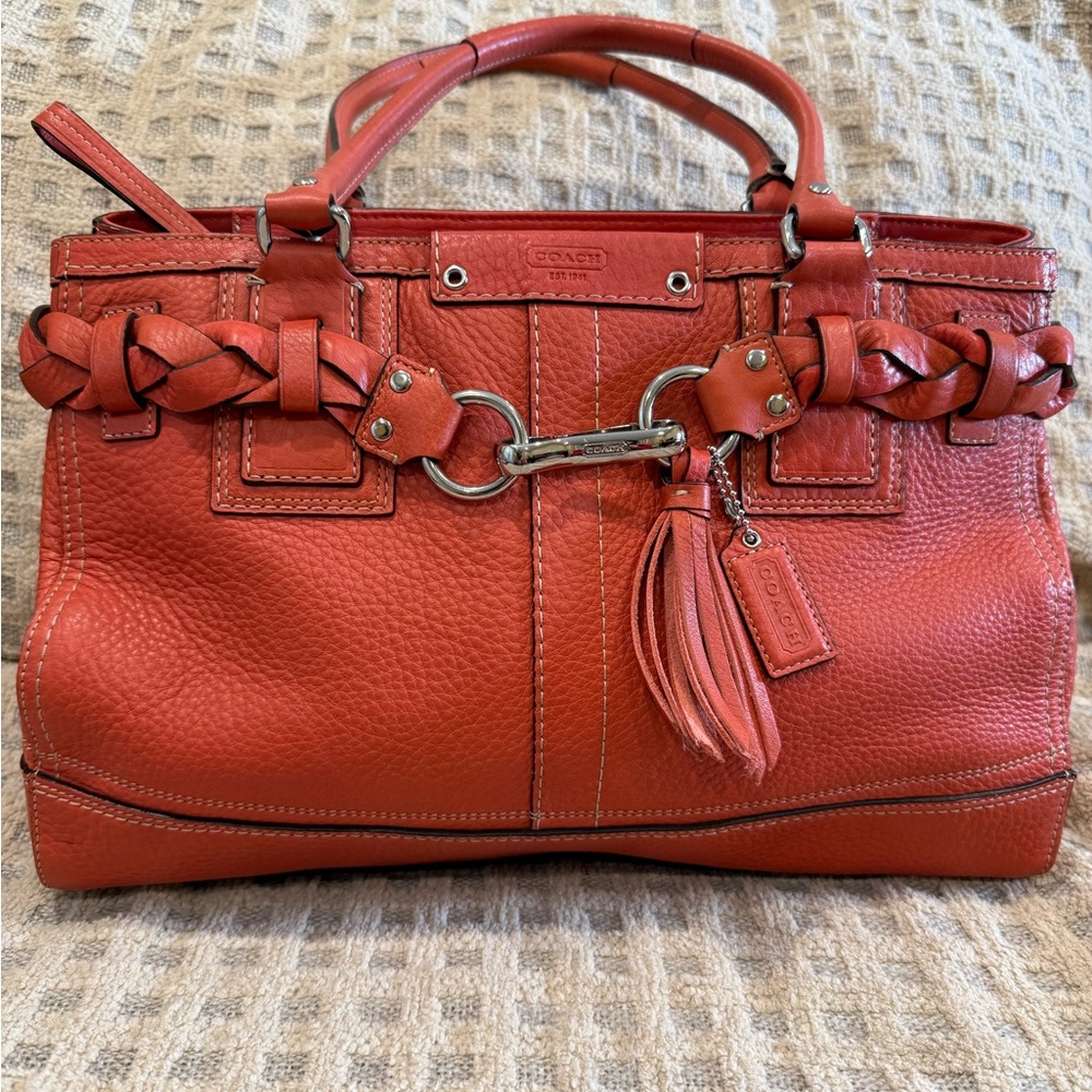 Coach Hampton Coral Pebbled Leather Shoulder Bag F13084